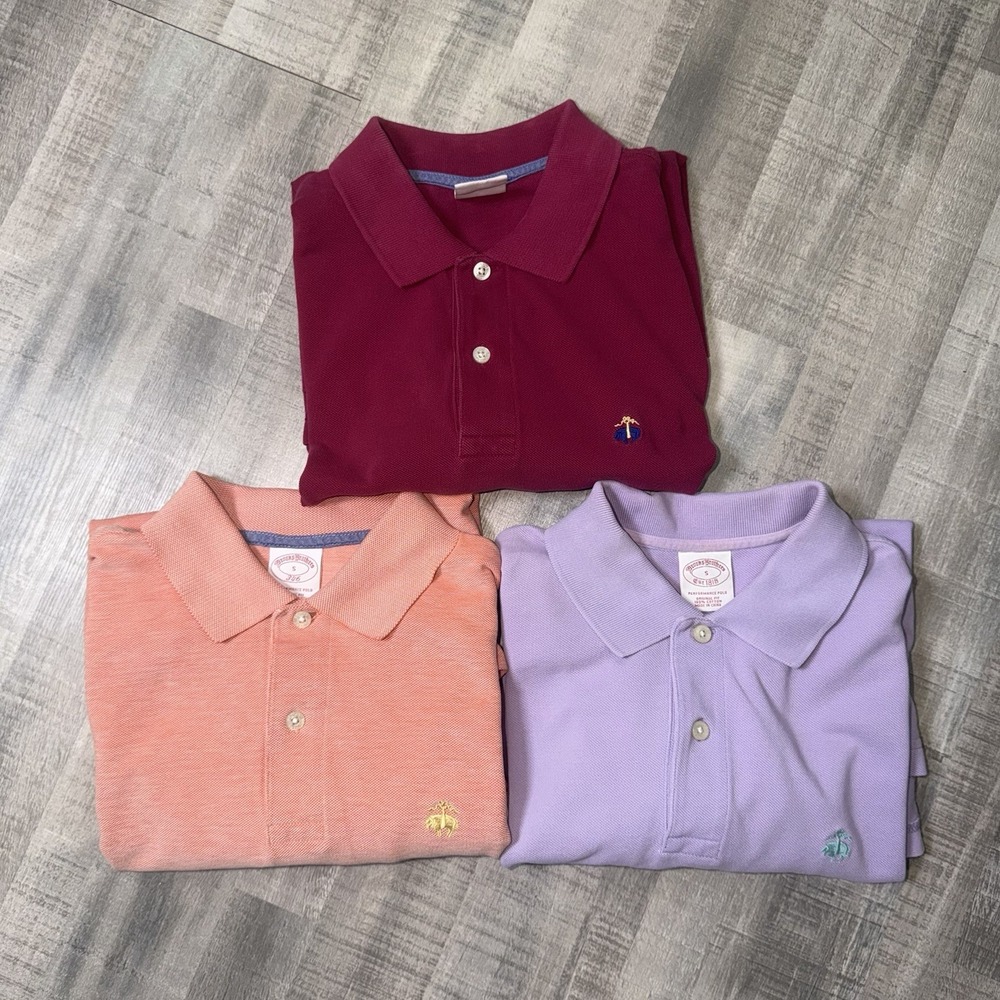Brooks Brothers  Polo Shirt Embroidered Logo Short Sleeve Men's S Slim Lot Of 3